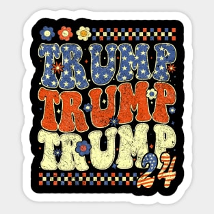 Trump Trump Trump 2024 Retro Groovy Sticker